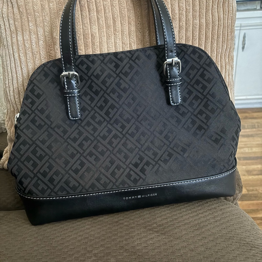 Tommy Hilfiger Black and Gray Satchel